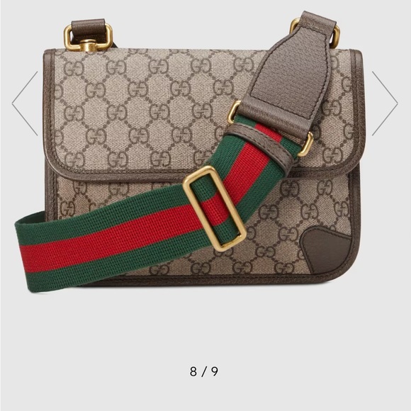 Gucci Beige Crossbody Bag with Green and Red Strap - Picture 1 of 2